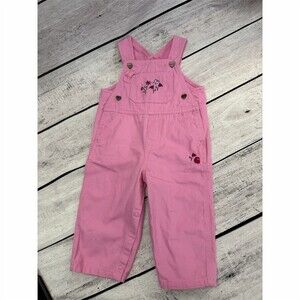 Carhartt Baby Girls Bib Overalls Pink Floral Heart Buttons Size 12-18M